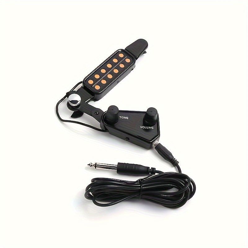 12-Hole Magnetic Acoustic Guitar Pickup with Adjustable Volume and Tone Control