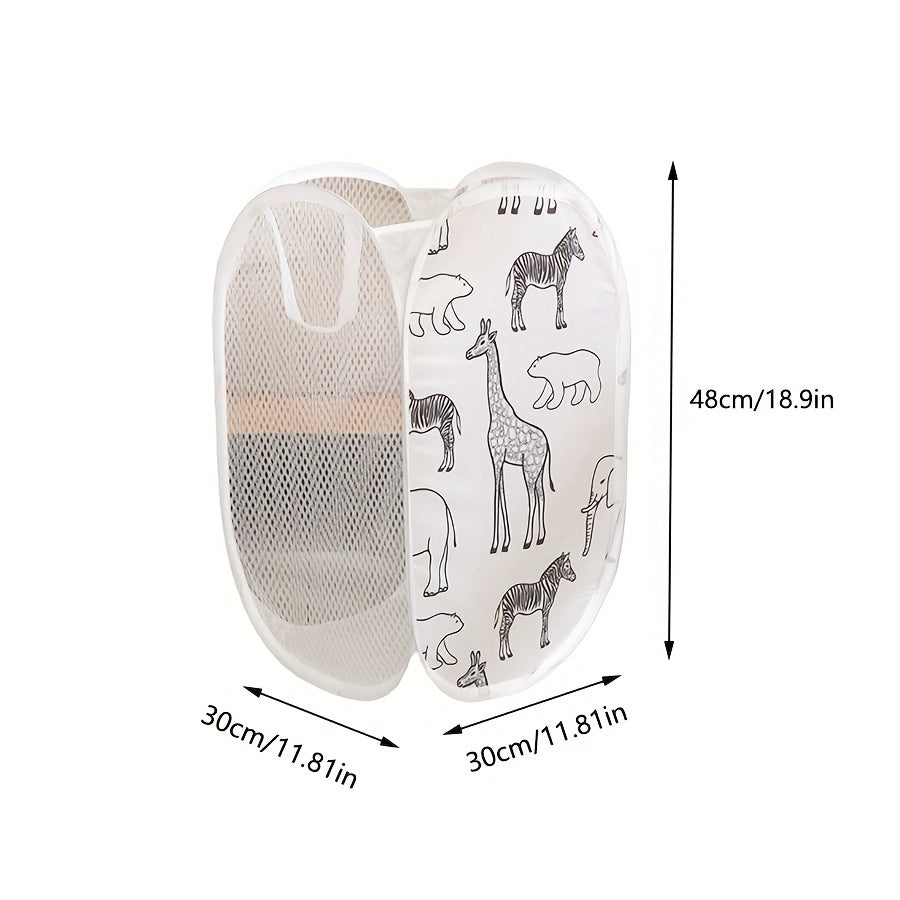 Multfilm mavzusi bilan bezatilgan tarmoq kir yuvish qutisi, tutqichlar bilan kiyimlar va o'yinchoqlar uchun, yig'iladigan saqlash savati