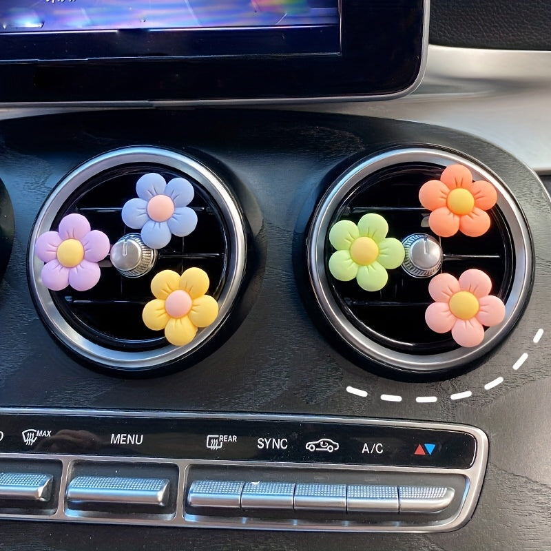 6pcs Cartoon Flower Car Air Vent Decorations Interior Accessories
