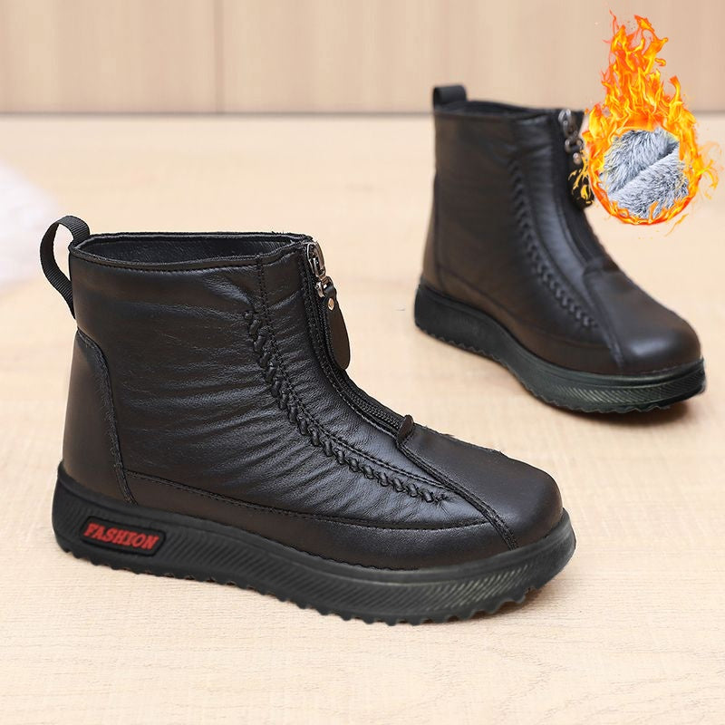 Women's Winter Insulated Snow Boots with Zipper Non-Slip Sole Brown