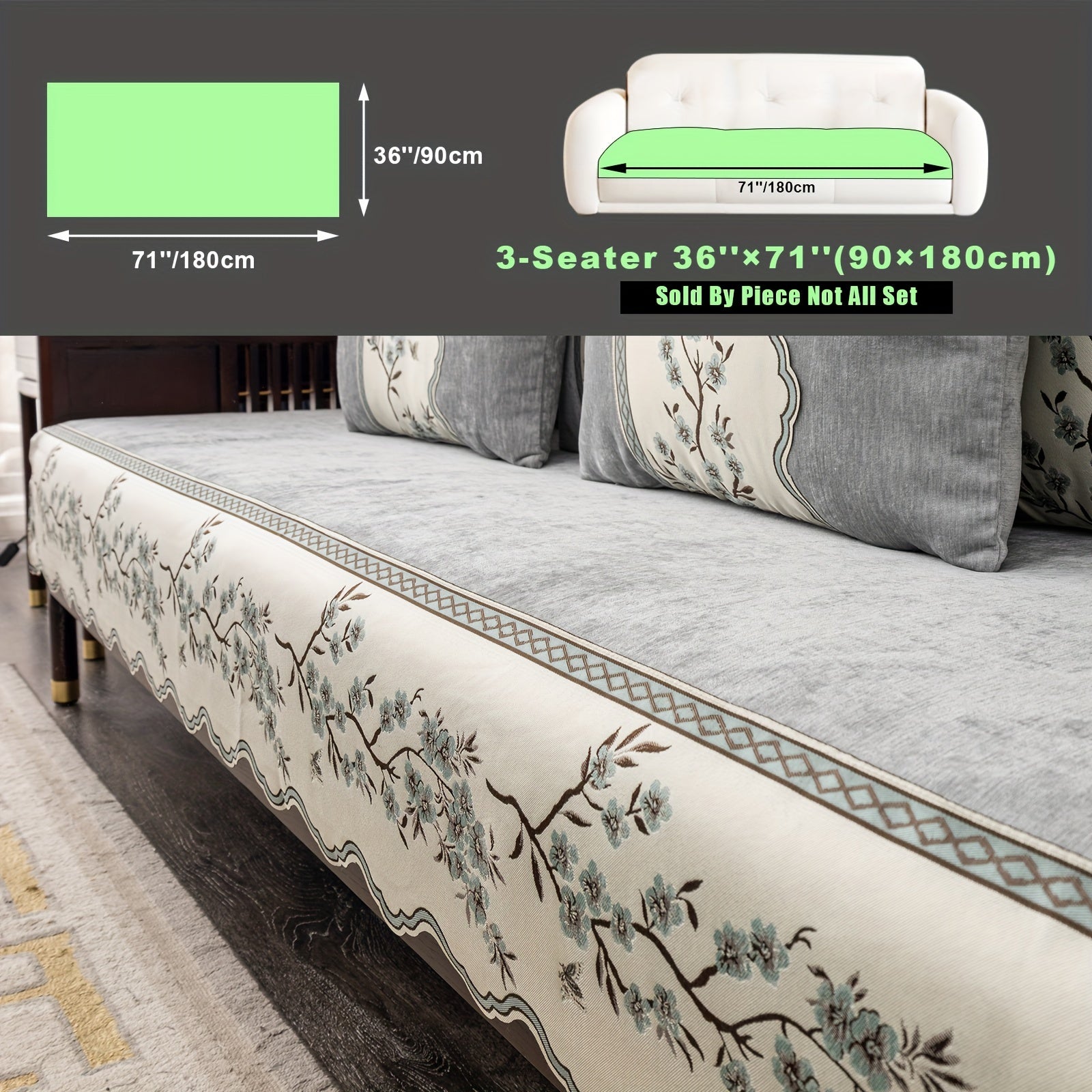 Чехол на диван с цветочным узором для всех сезонов с подушками и защитными чехлами для подушек для гостиной, спальни, офиса