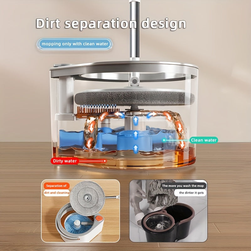 Mopa de exprimido sin manos con almohadilla de microfibra y cubo para todo tipo de suelos
