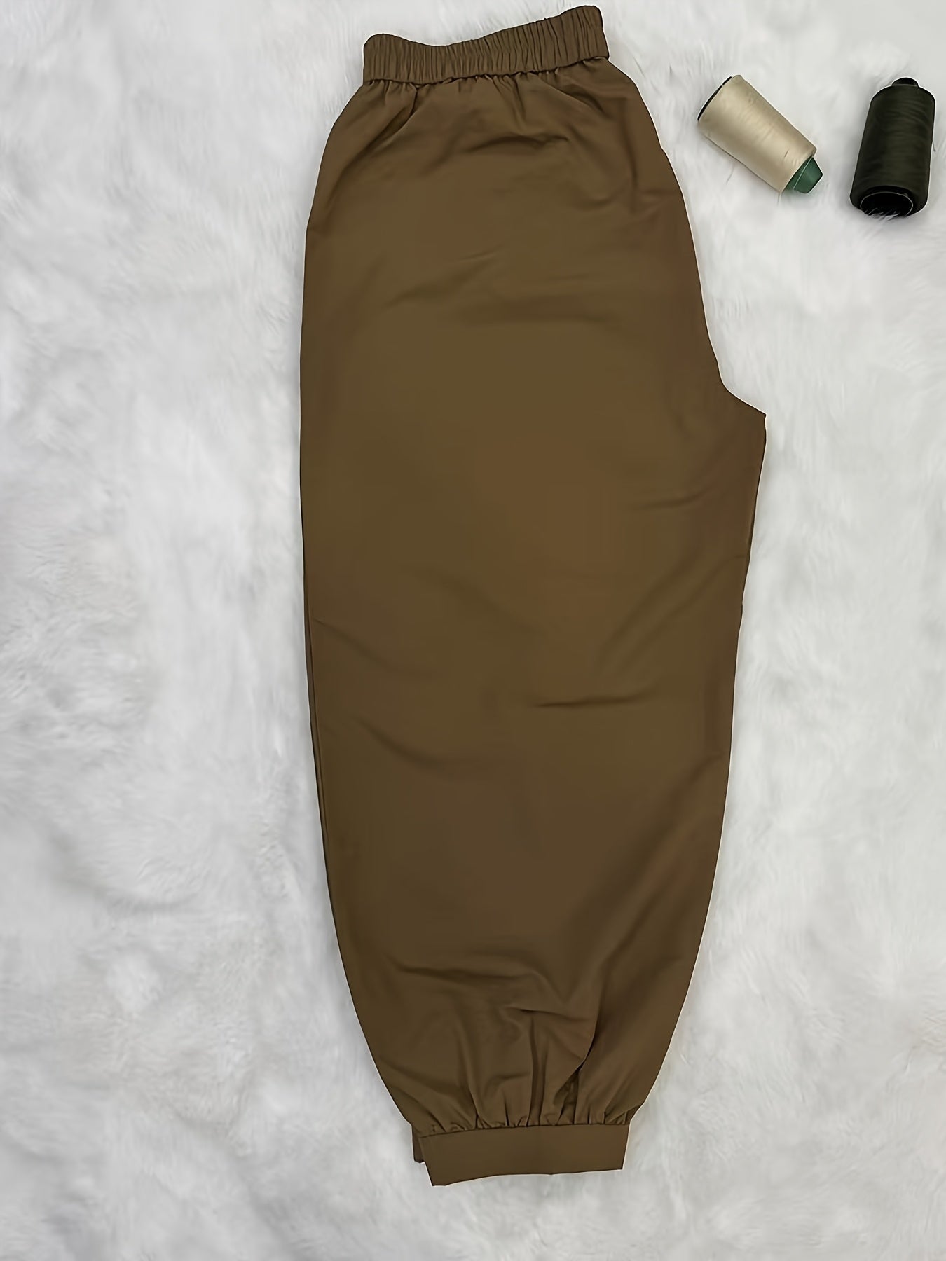 Women's Wide Leg Pants Brown High-Waist Casual Trousers with Pockets