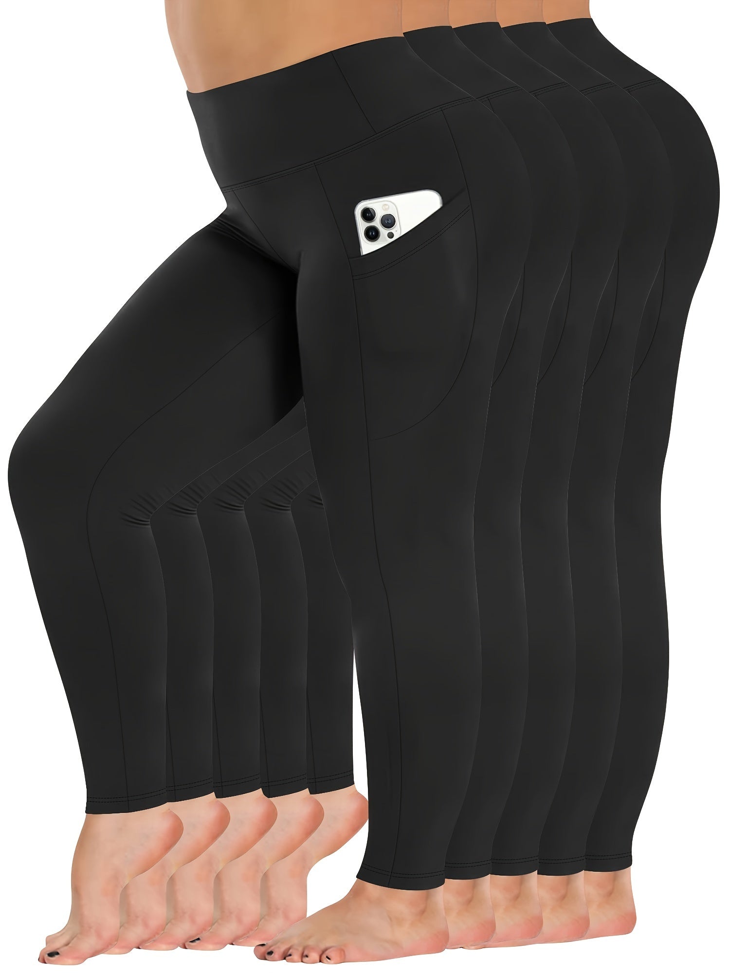 Women’s High-Waisted Tummy Control Leggings with Pockets for Running and Fitness