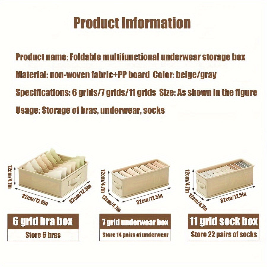 Fabric Drawer Organizer for Bras Socks and Accessories Foldable Storage Divider