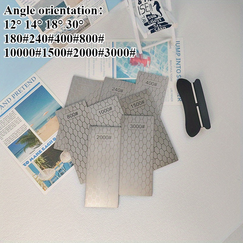 Honeycomb Frosted Stone Set of 9 Kitchen Tools Anti Slip Base Sharpening Tool Camping