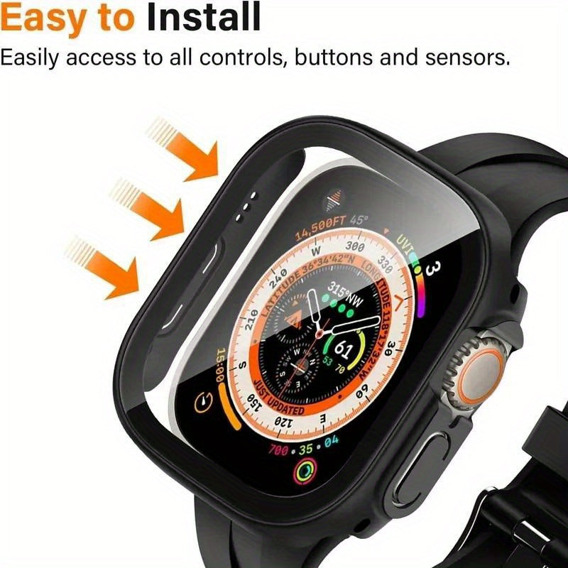 Smartwatch Case for iWatch Ultra 2 49mm Shockproof Durable PC with Tempered Glass Screen Protector