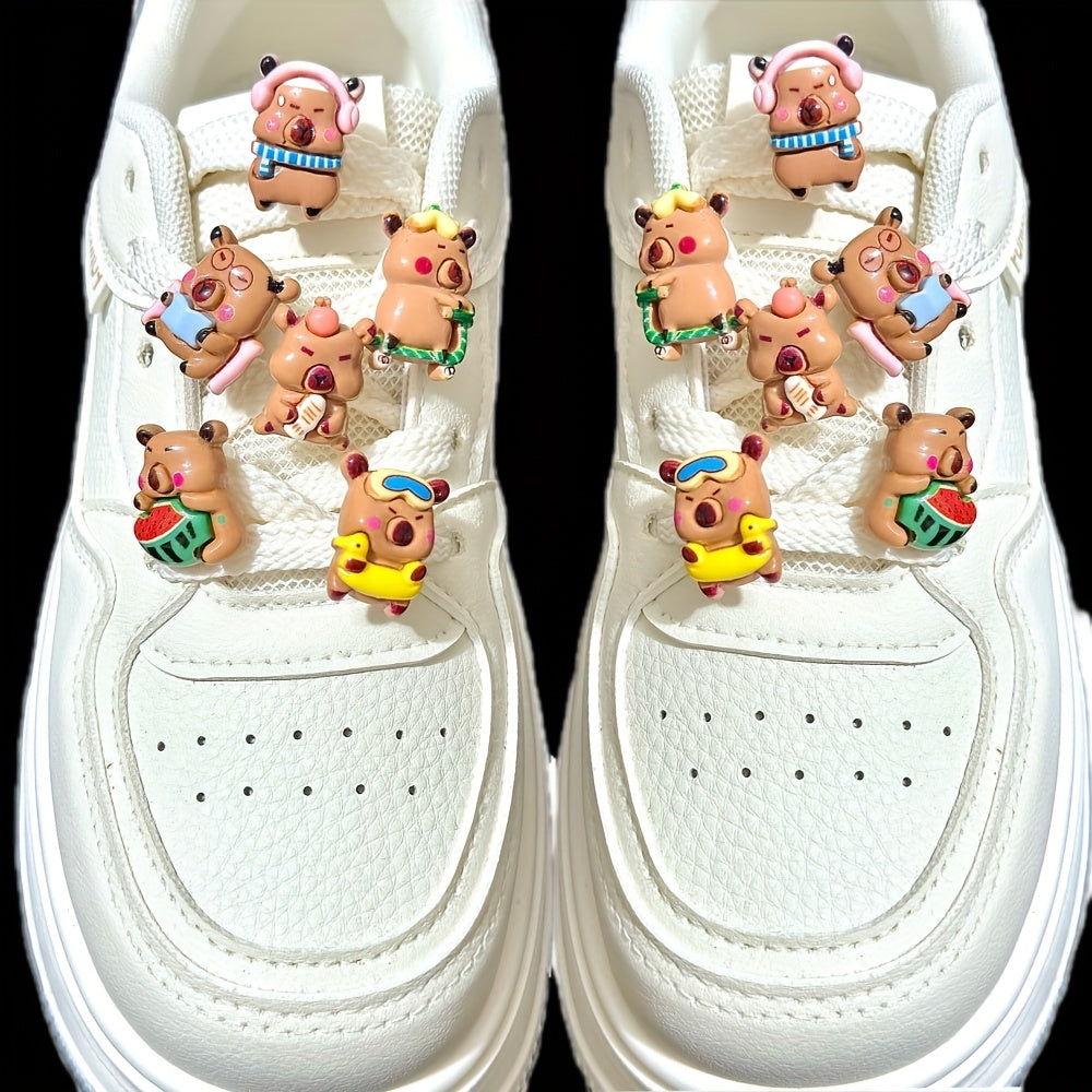 12 dona karikatura kapibara poyafzal kliplar va charms to'plami sneakers va poyafzallar uchun