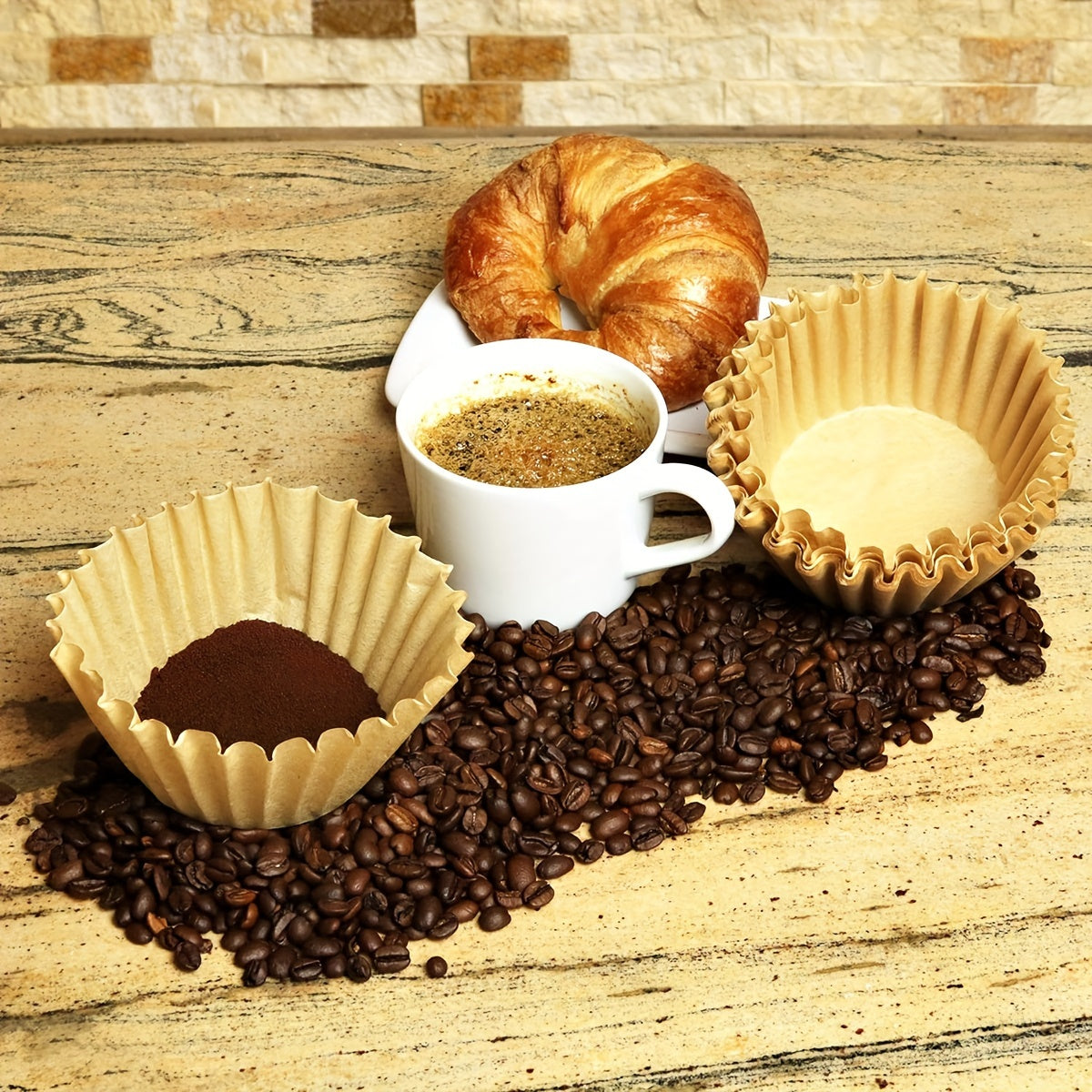 50 Pieces Household Coffee Cup Filter Paper Hand Brew Coffee Filter Lace Design 5.51cm by 4.5cm