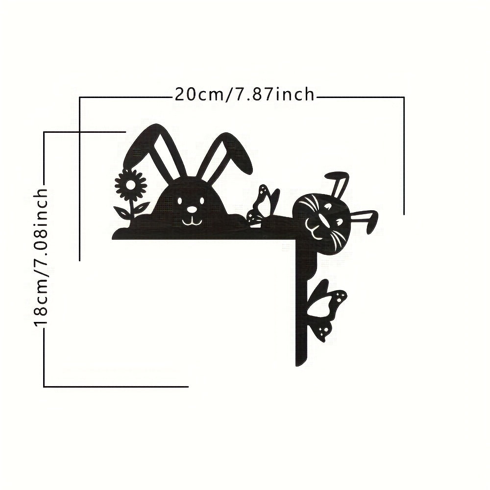 Black Iron Easter Bunny Wall Decor Hanging Door Corner Ornament