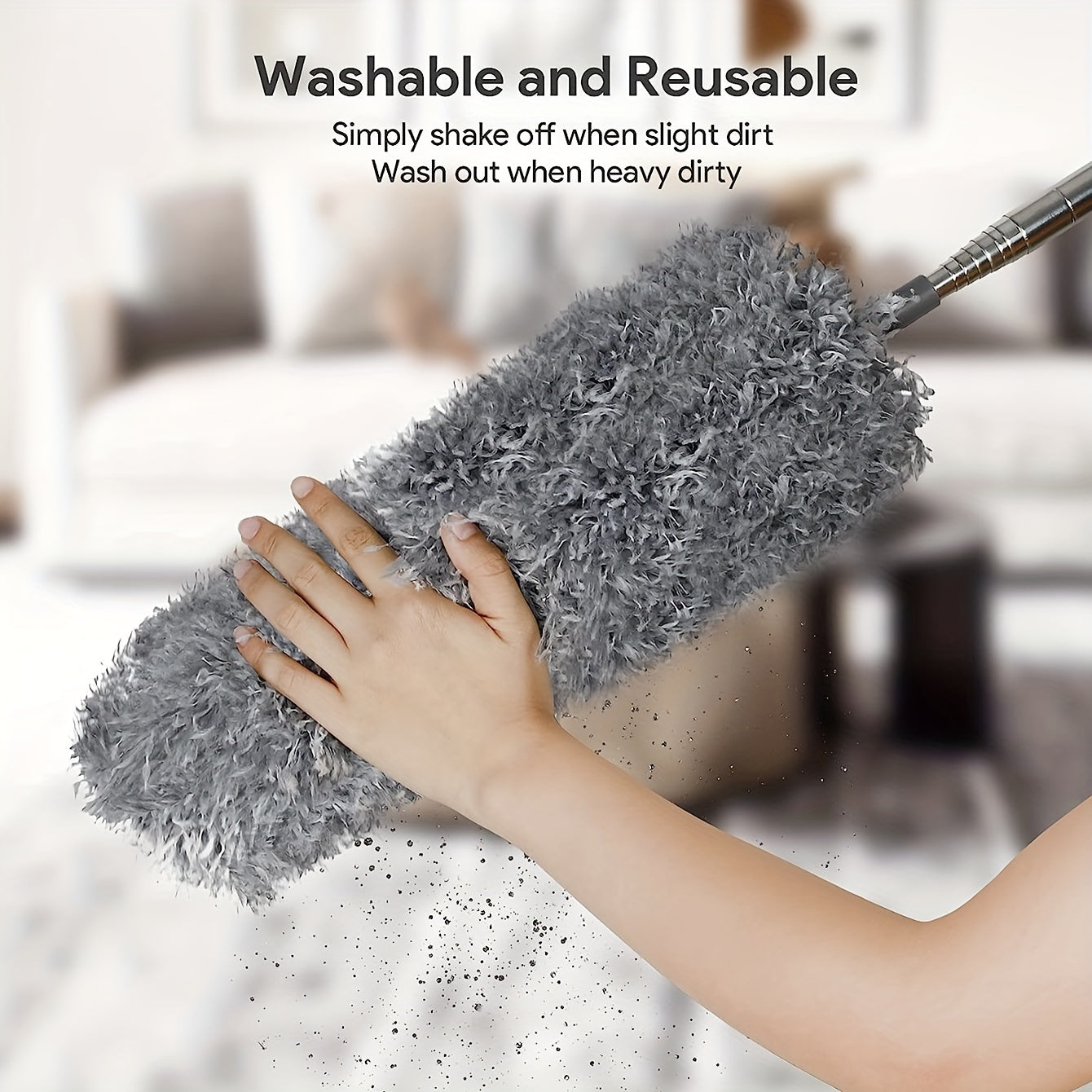 Microfiber Duster with Adjustable Stainless Steel Handle for Ceiling Fans Blinds Furniture
