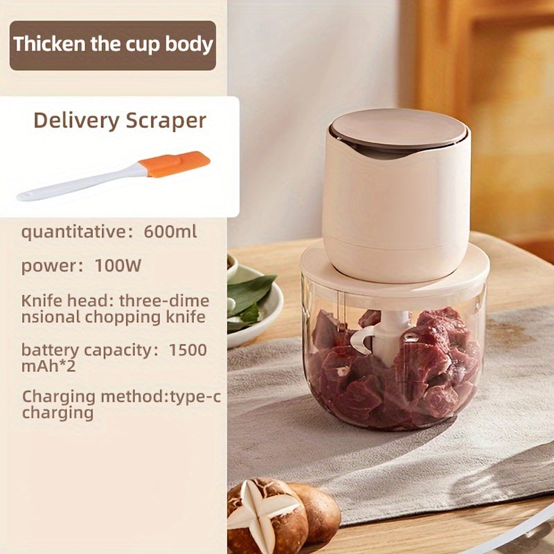 Wireless meat grinder USB charging 600ml multi-function electric food processor for juicing ice crushing meat grinding