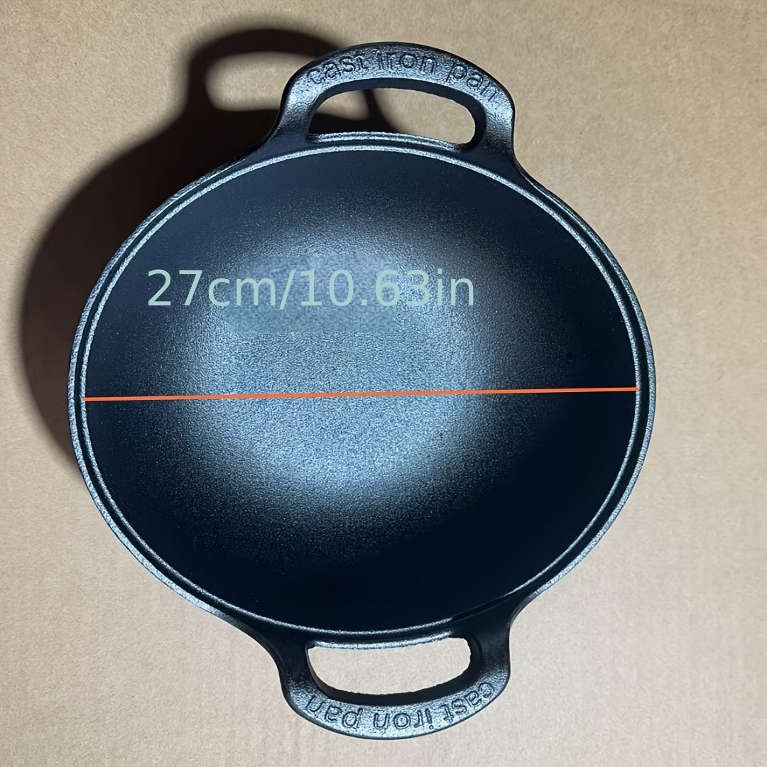 Премиальный чугунный сковорода с антипригарной поверхностью, двойные ручки для готовки и подачи