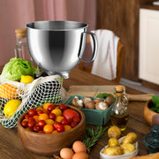 Qulay tutqichli mustahkam zanglamas po'latdan yasalgan aralashtirish idishi - KitchenAid 4.5-5QT qiyshiq boshli stend mikseri bilan mos keladi, mustahkam va tozalash oson, tortlar, non va shirinliklar pishirish uchun ideal.