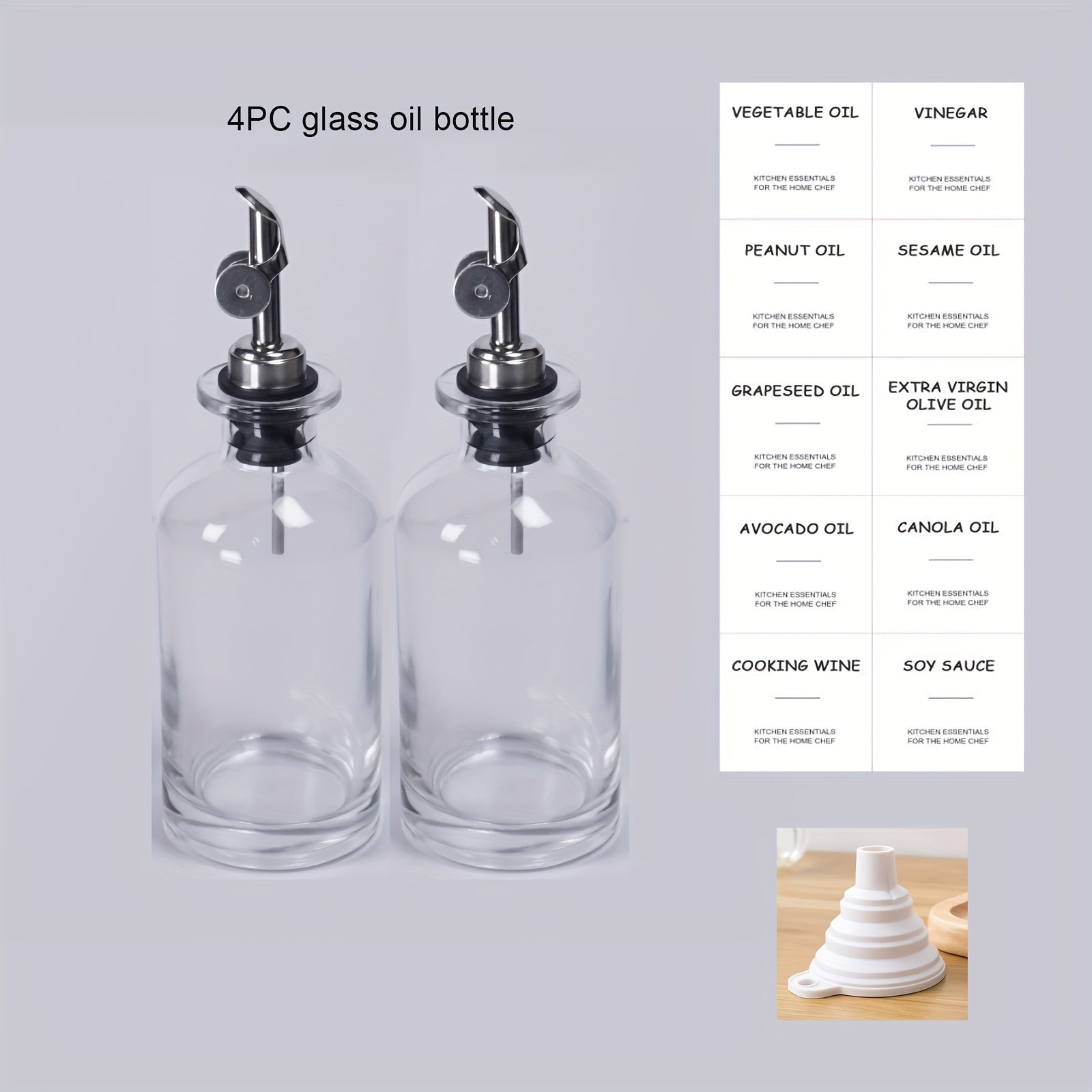 Set of 4 Oil and Vinegar Dispenser Bottles with Leak-Proof Design