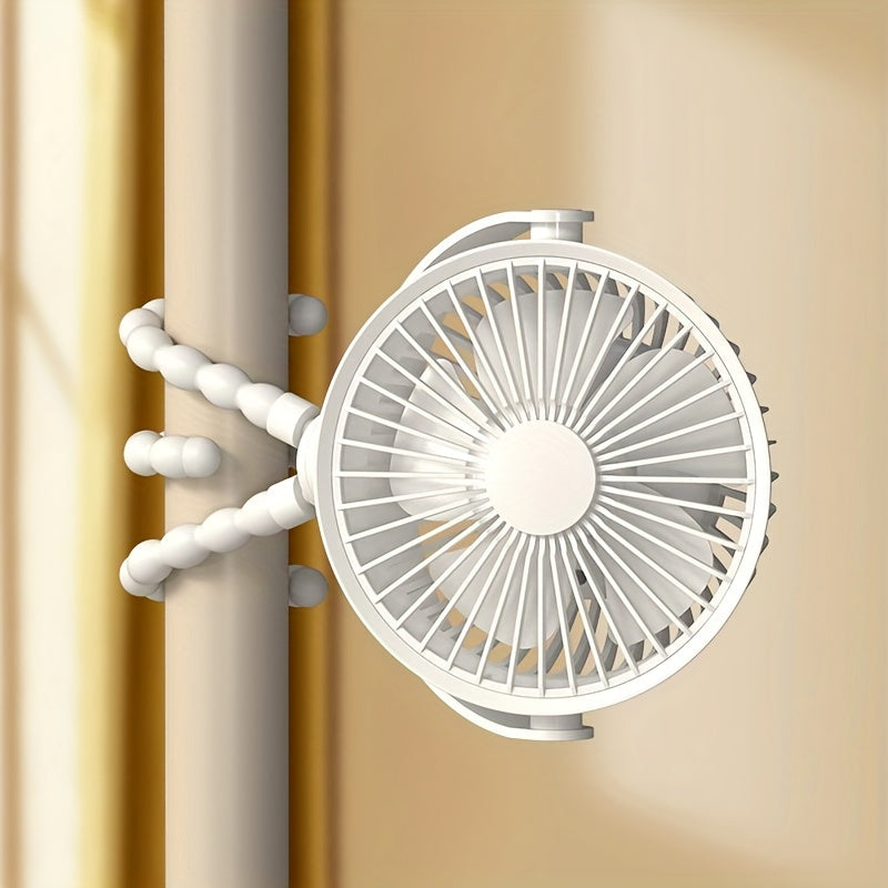 Portable USB Rechargeable Fan with Tripod Stand and High-Velocity Base