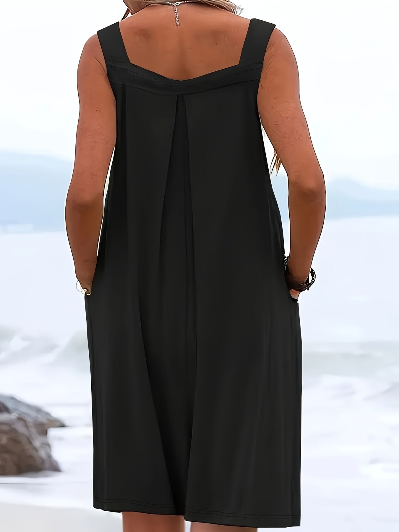 Women Sleeveless Jumpsuit with Faux Buttons Breathable Stretchy Casual