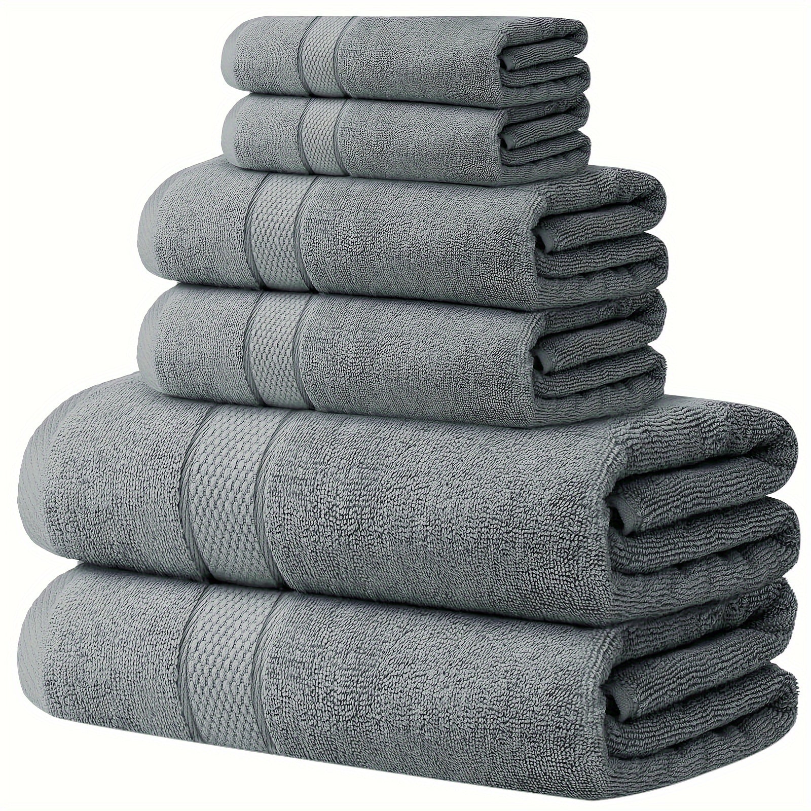 6-Piece Cotton Towel Set Bath Hand Washcloths Quick-Drying Soft Absorbent for Bathroom Gym Spa