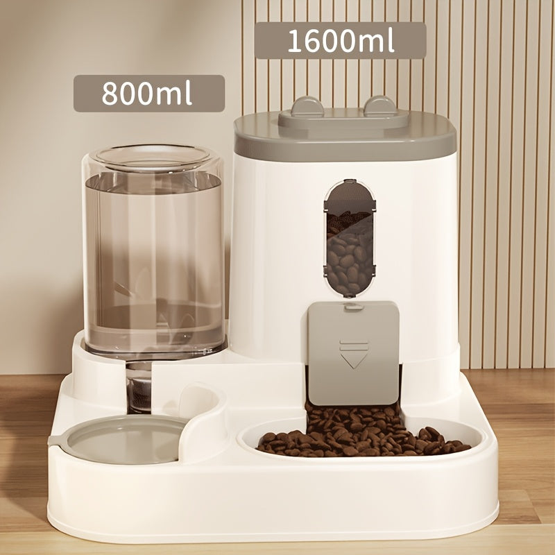 Automatic Cat Feeder and Water Dispenser Non-Electric Plastic Food and Water Station