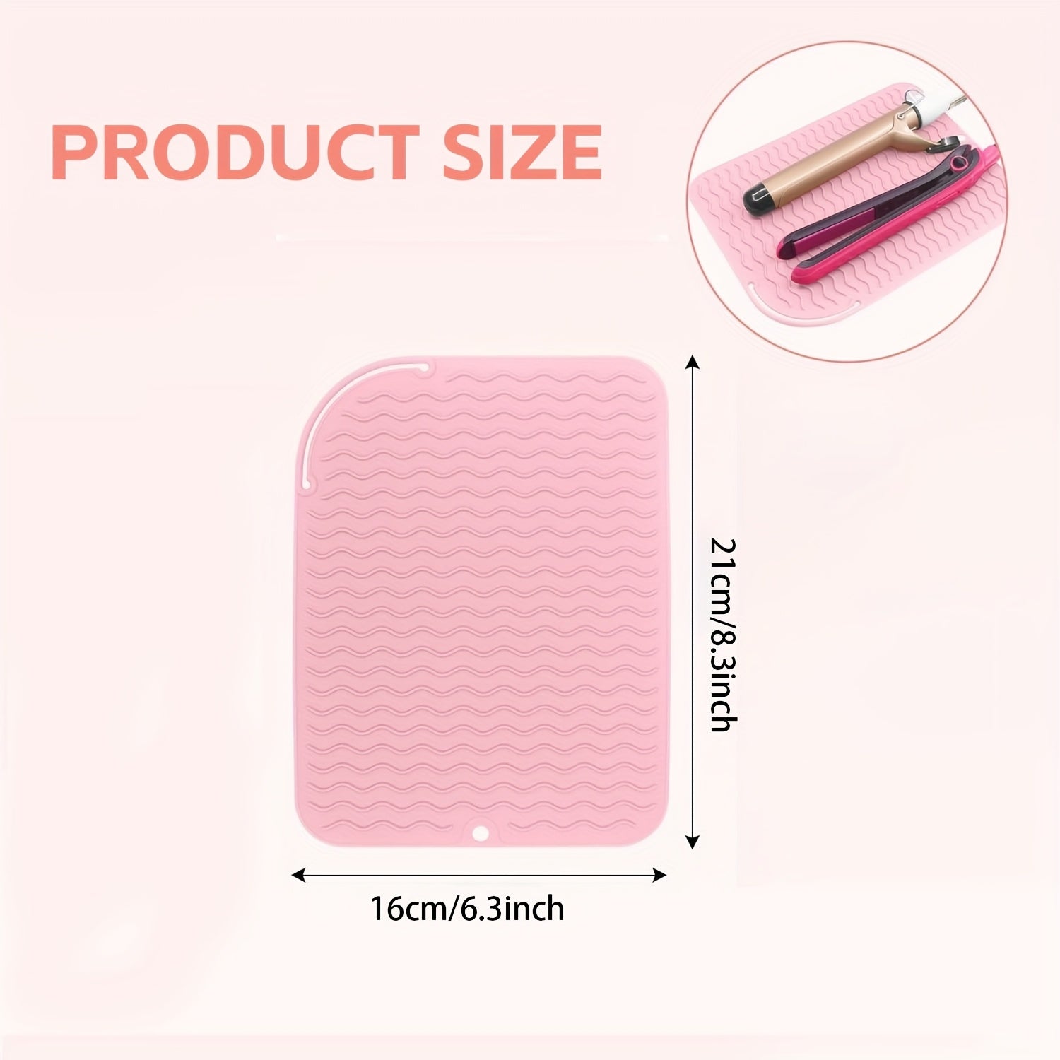 Tapete de viaje resistente al calor de silicona para herramientas de peinado 21x16 cm