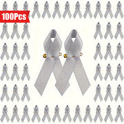 Set of 100 Gray Ribbon Awareness Pins for Diabetes Lung Cancer and Asthma Support