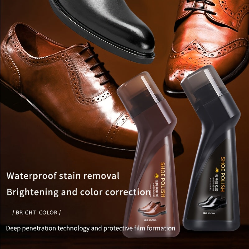 Waterproof Liquid Shoe Polish for PU Leather - Black, Brown, Colorless