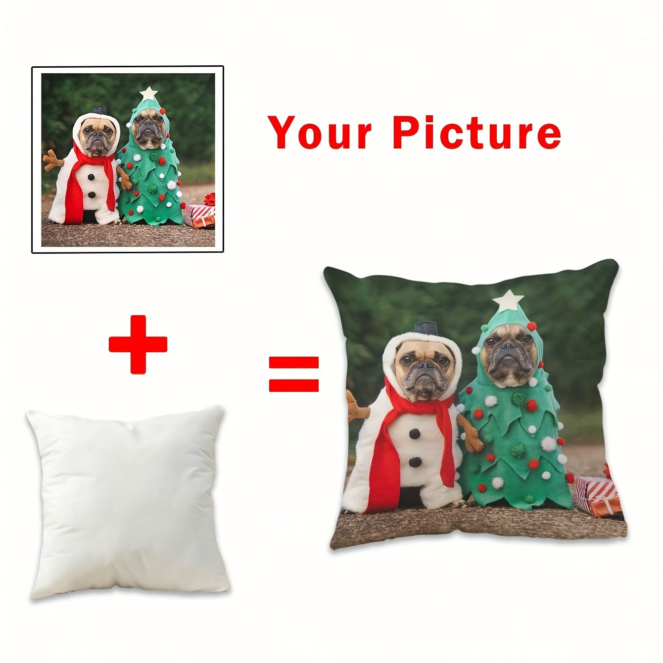 Pet Photo Pillow Cover 45.72cm Christmas Memorial Customizable Polyester Cushion Case