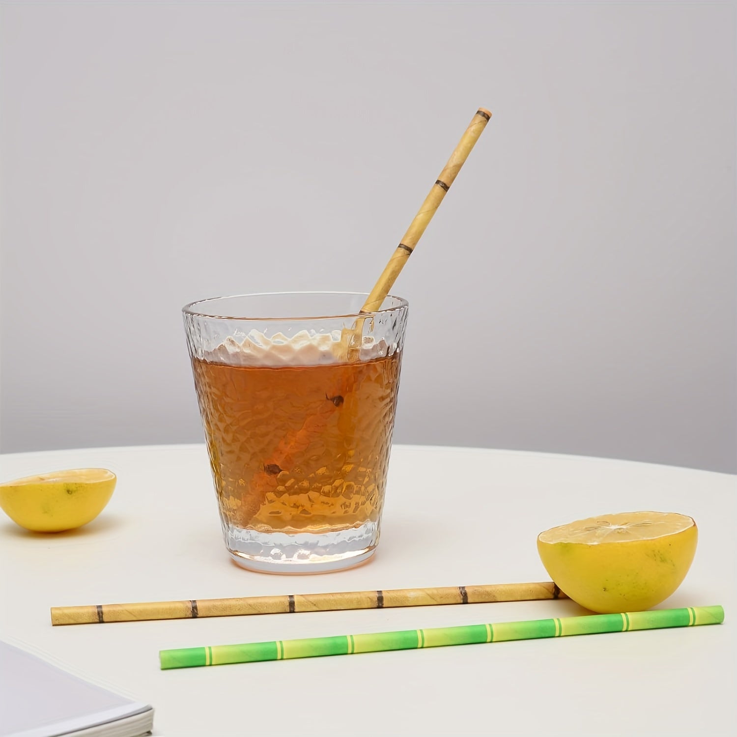 Bamboo Printed Paper Straws Pack of 50 Durable Stylish for Cocktails Juices