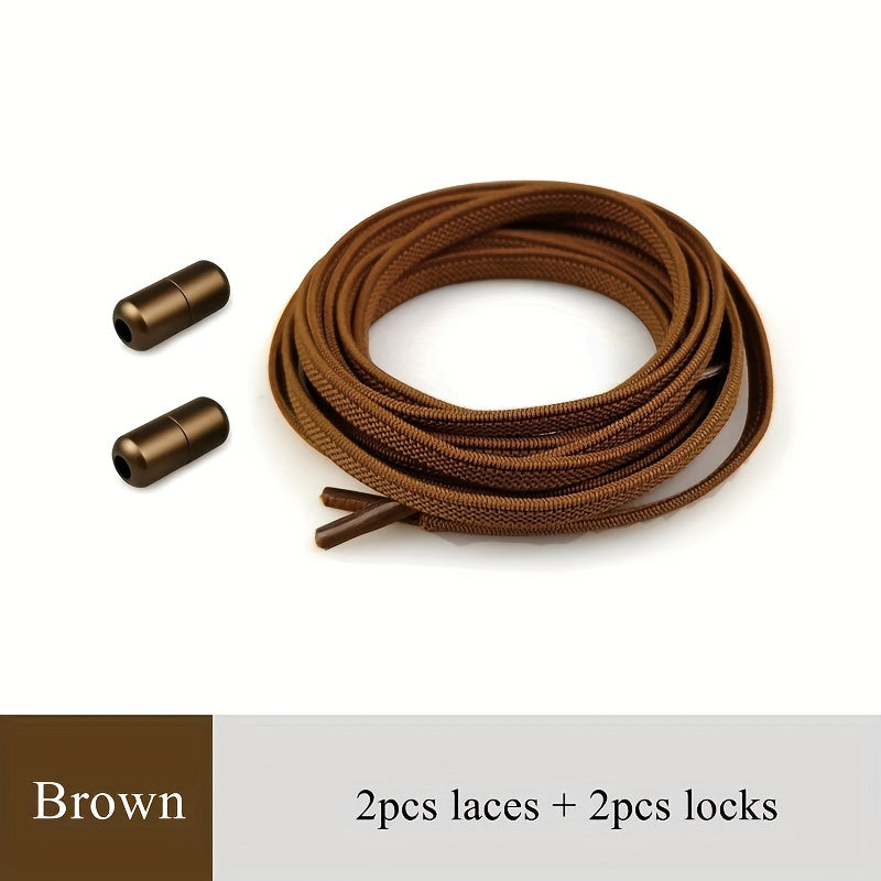 Elastic Shoelaces for Adults and Youths, Metal Caps, No Tying Needed