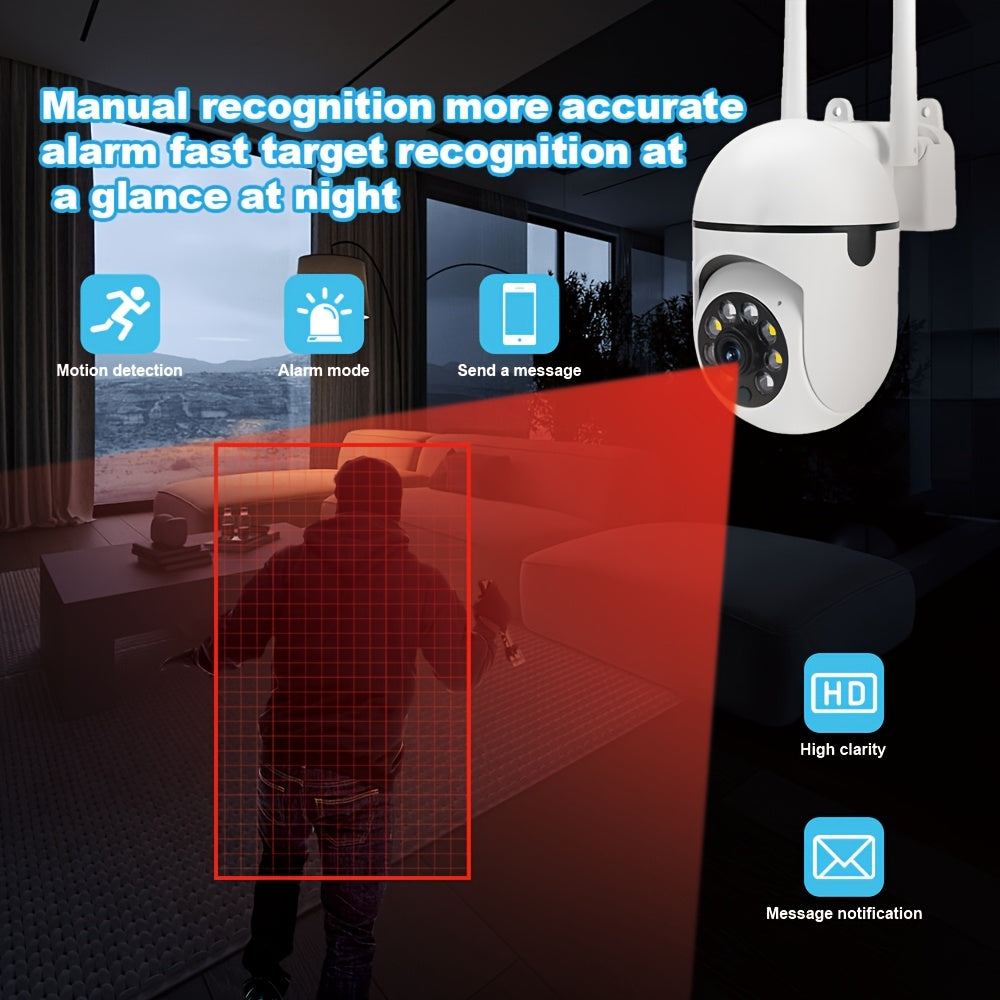 Security Camera System with 4 Cameras PTZ Night Vision Two-Way Audio Wi-Fi Smartphone Compatible