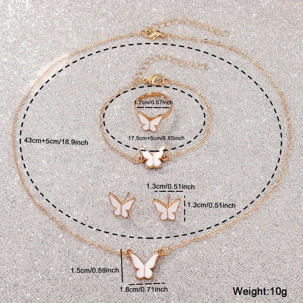 Women's Quartz Watch and Butterfly Jewelry Set with Faux Leather Strap for Gifts