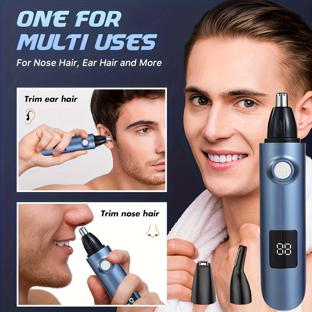 Rechargeable Nose and Ear Hair Trimmer for Men and Women with Dual-Edge Blade