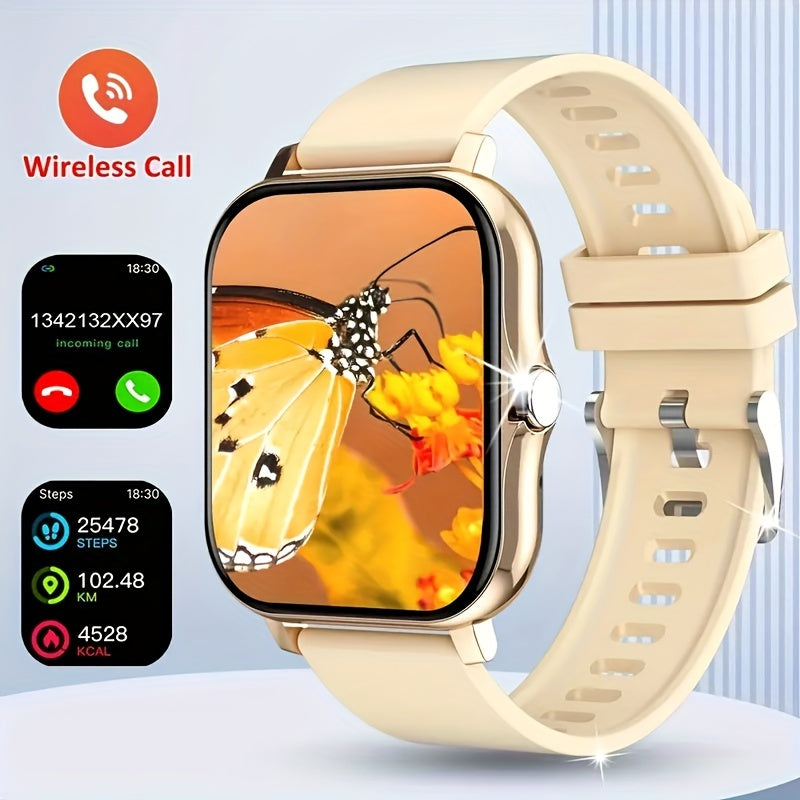 Touch Screen Smartwatch with Real-Time Caller ID and Notifications 1.83 Inch TFT Display Silicone Strap Metal Body