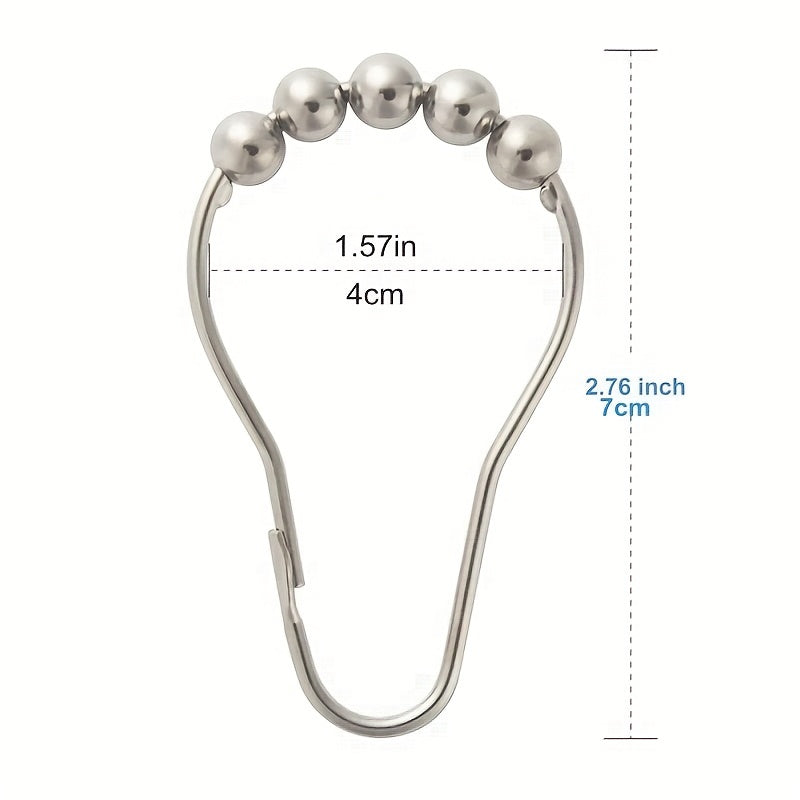 Nickel Shower Curtain Rings Set of 12 Rust-Resistant Metal Bathroom Curtain Holders