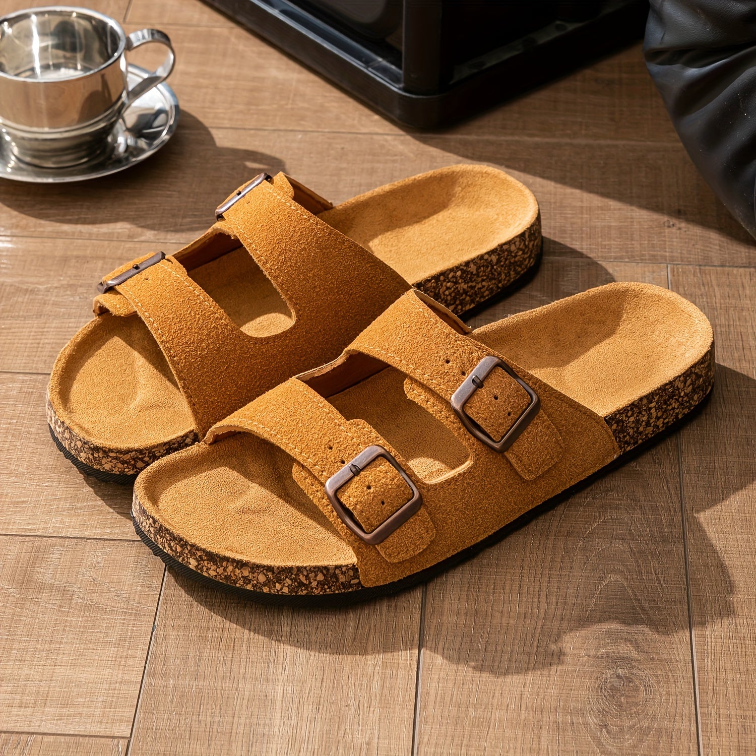 Men and Women Summer Slide Sandals with Thick Sole Green Yellow PU TPR Casual