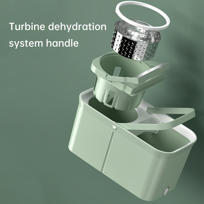 Rotating Mop Bucket Set with Stainless Steel Rod and 3 Mop Cloths for Home Use