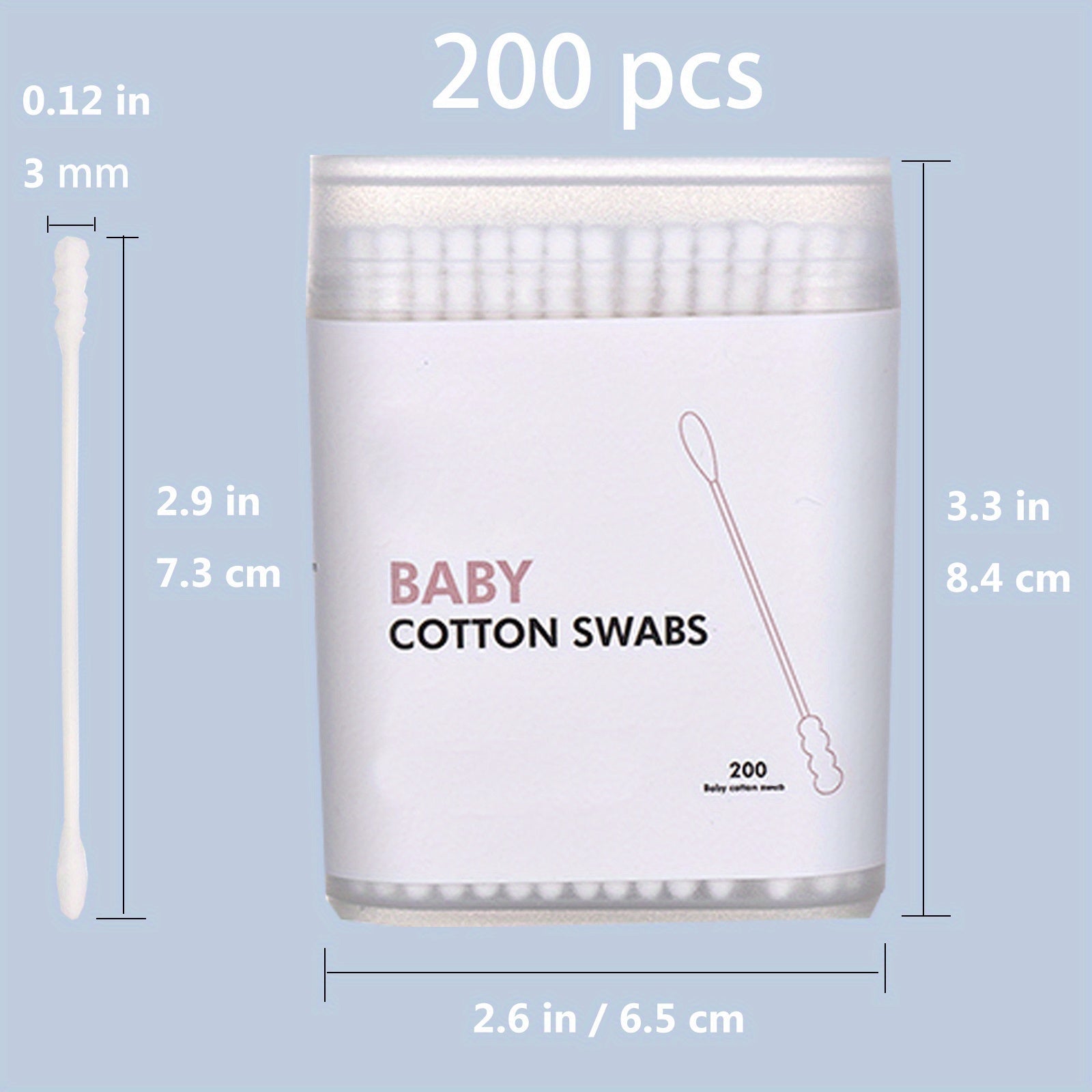 Baby Cotton Swabs 200 Pieces Organic Cotton Safe for Newborns and Kids