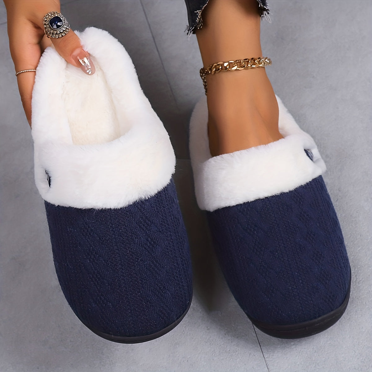 Women's Warm Plush Indoor Slippers, Non-slip Cozy Soft Sole Slides