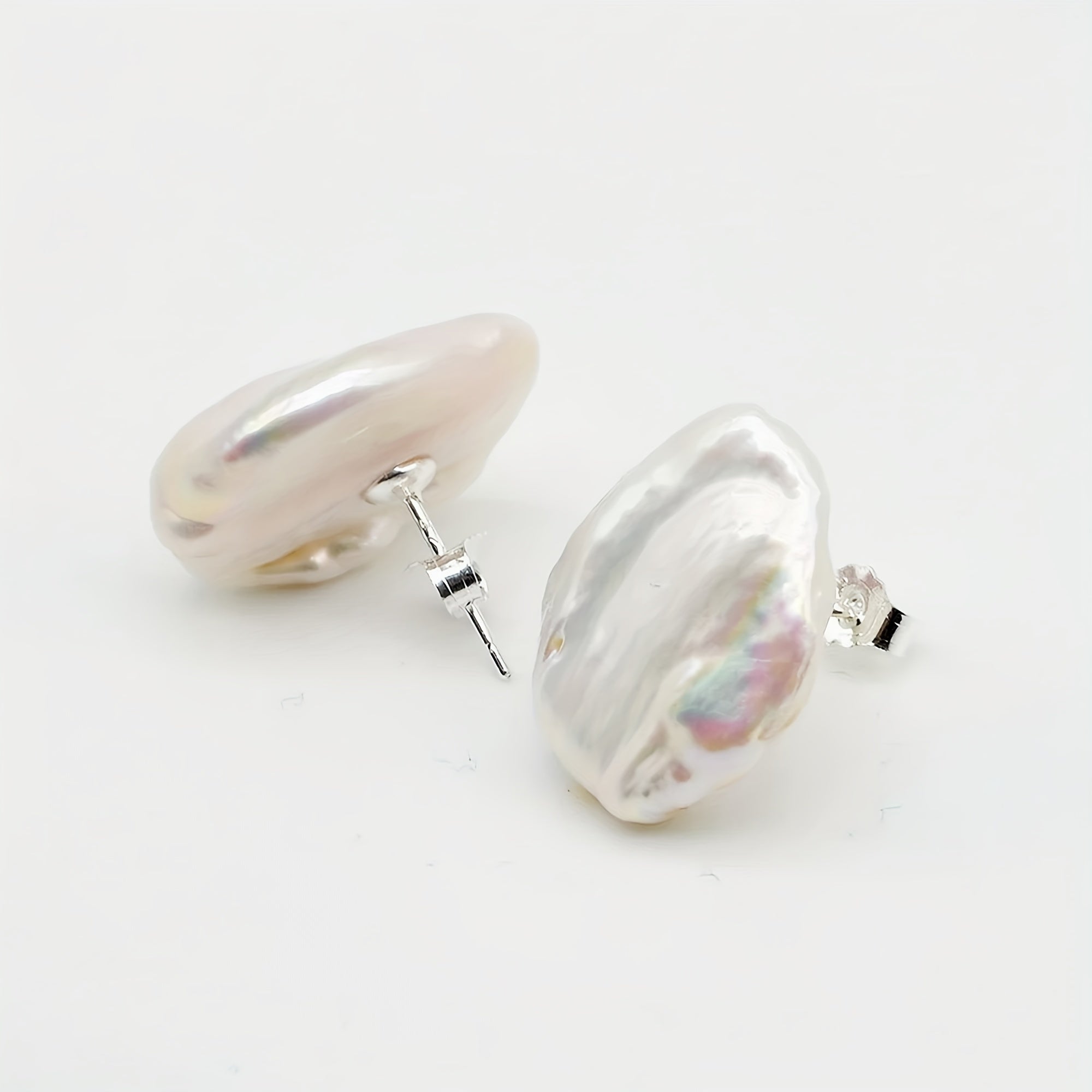 Women’s Baroque Pearl Earrings Natural Freshwater Silver Plated Elegant Gift