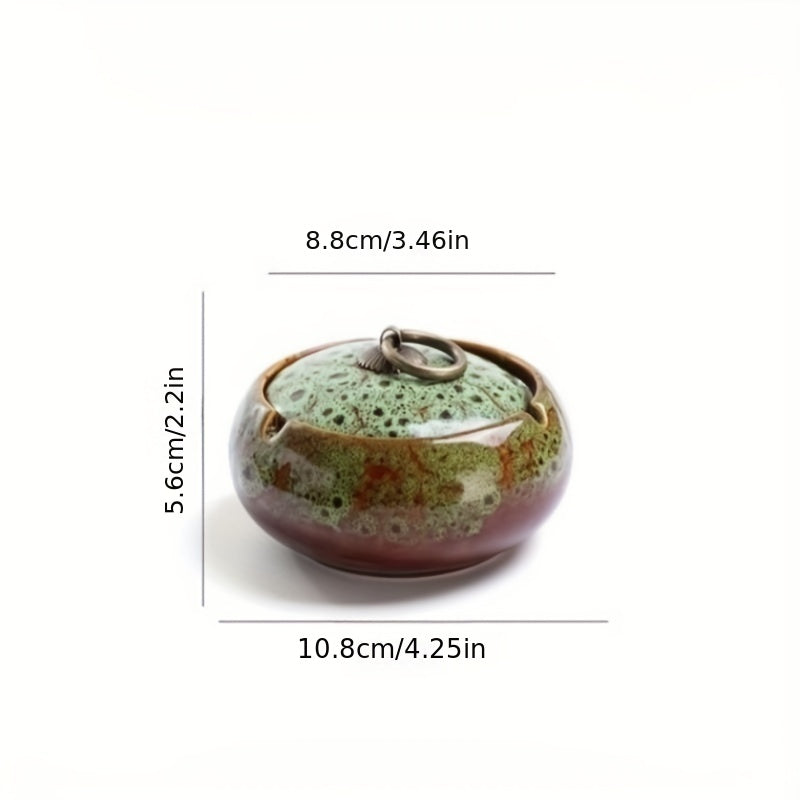 Ceramic Ashtray With Lid Indoor Outdoor Office Living Room Tabletop Smoking Accessory