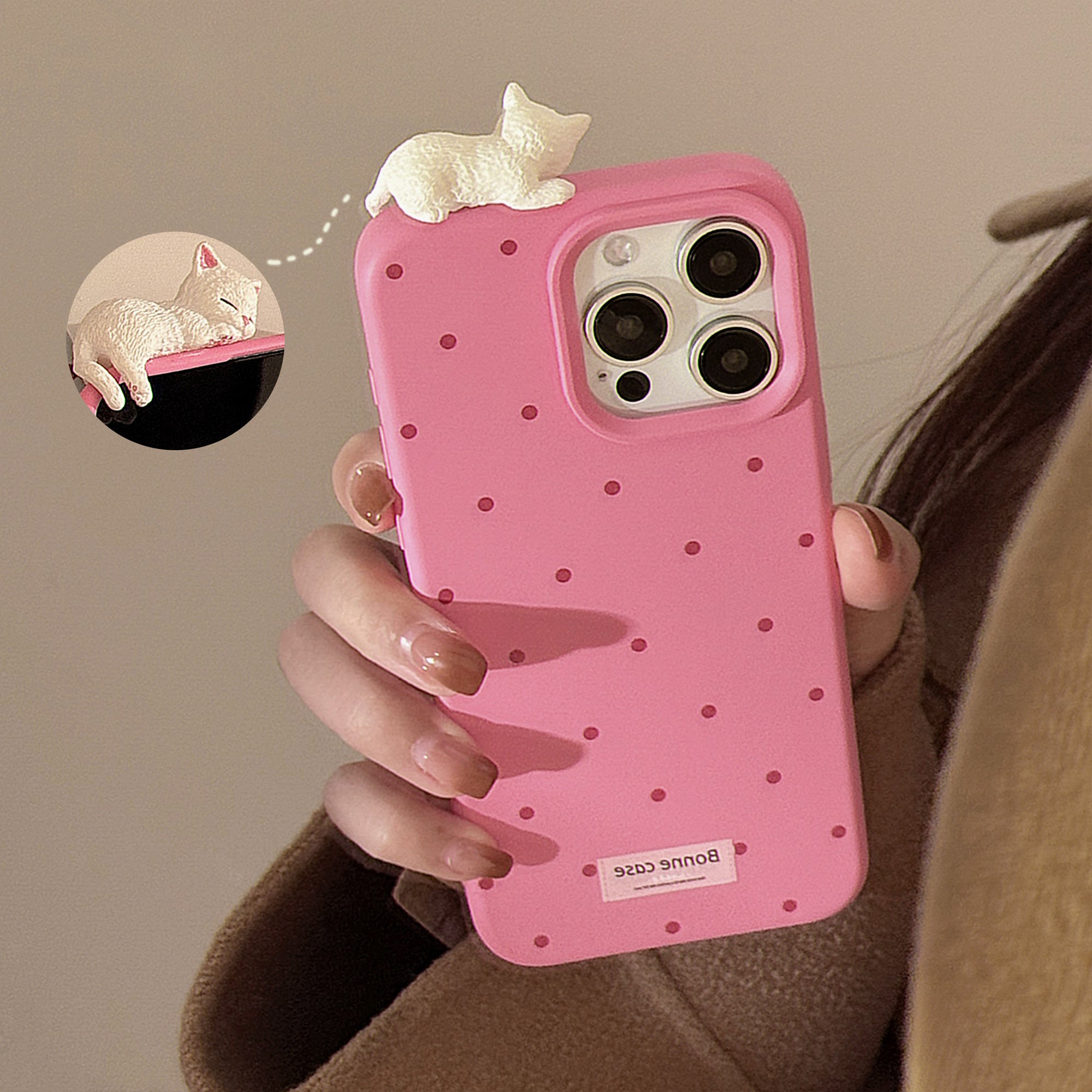 Cute 3D Cat Phone Case for Apple iPhone 12 13 14 15 16 Series Polycarbonate Durable Protective Cover