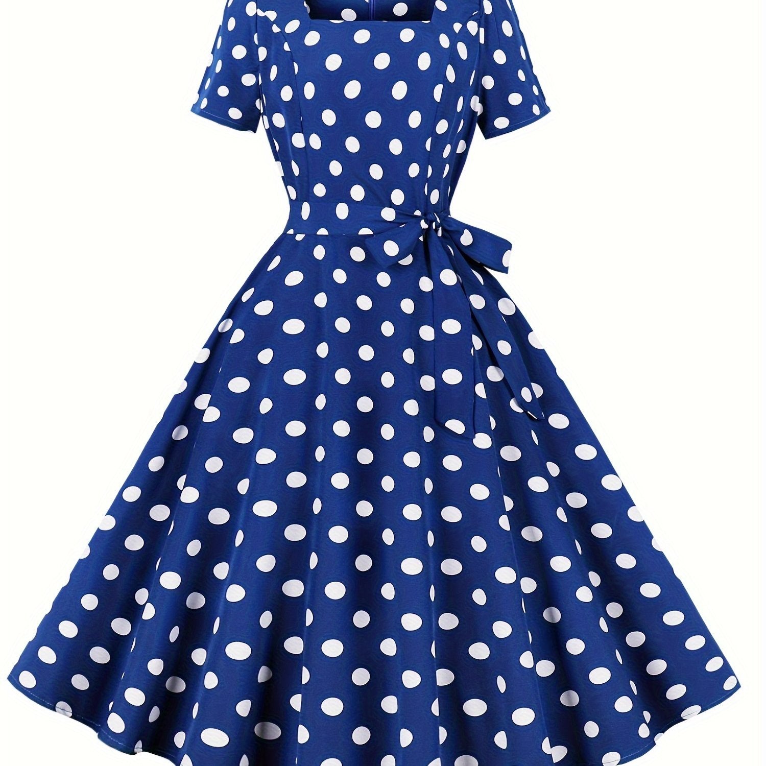 Polka Dot A Line Vintage Kiyim, Qisqa Yengli Ayollar Uchun Bayram Kiyimi