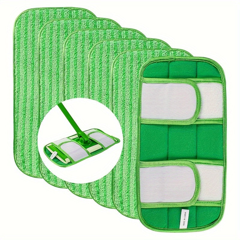 Set of 6 Reusable Microfiber Mop Pads for Wet or Dry Cleaning, 25.4-30.48 cm