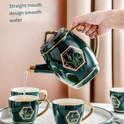 Ceramic Tea Set with Teapot and Cups, Food-Safe, Large Capacity for Afternoon Tea