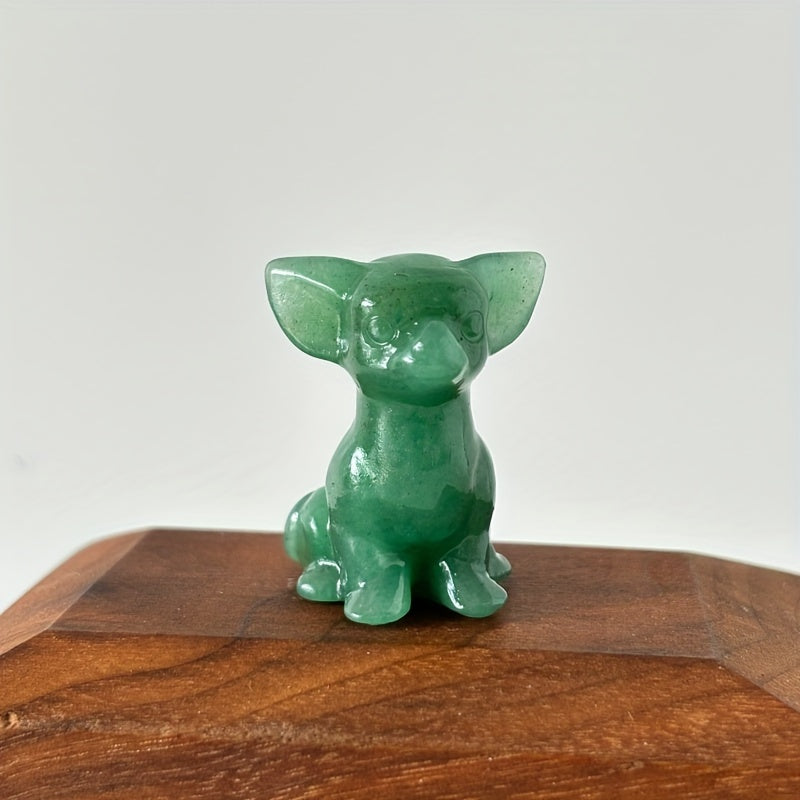 Crystal Chihuahua Dog Carving Natural Crystal Home Decor Office Decor Gift