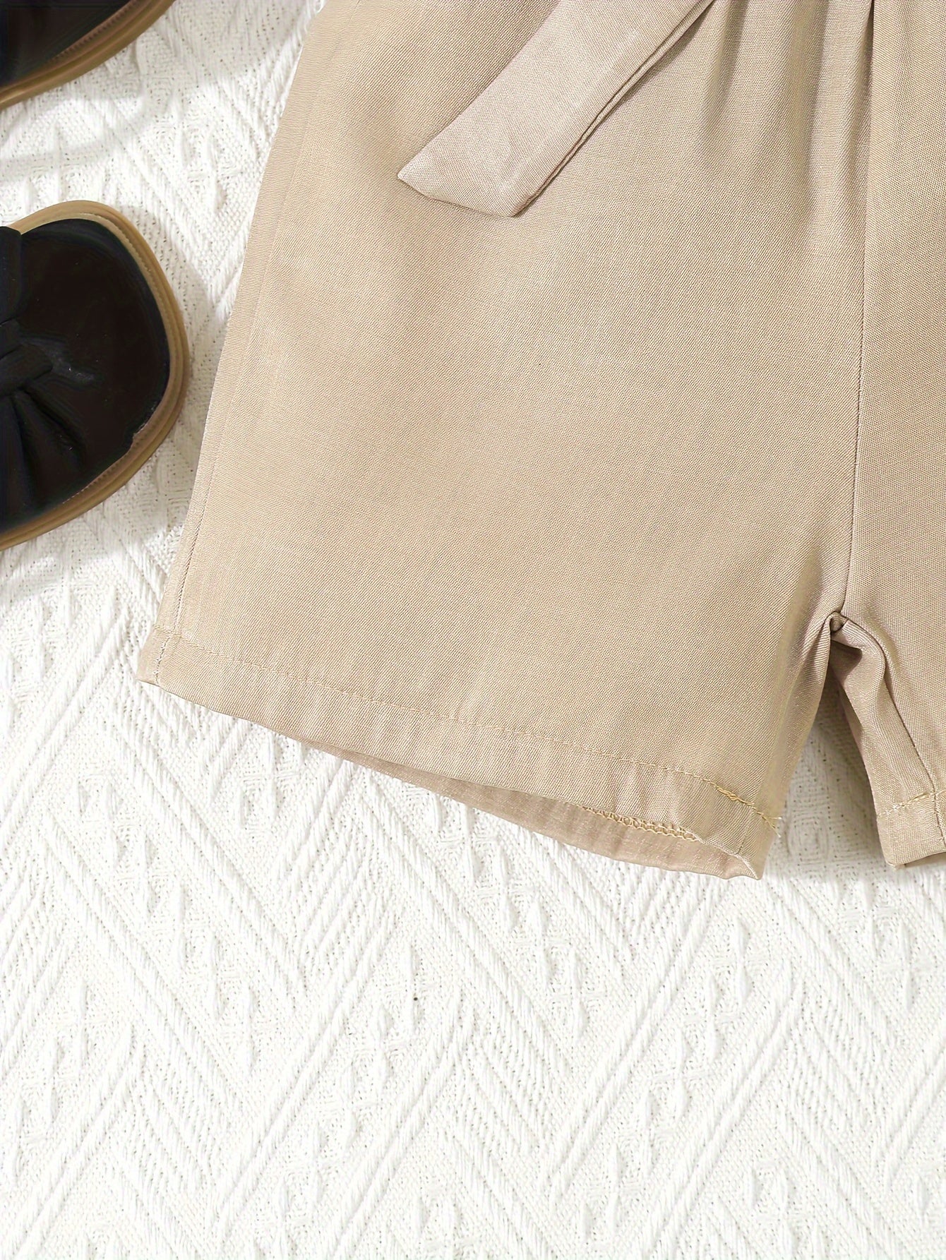 Girls Summer Shorts and Top Set with Lace-Up Sleeveless Top and Belt Shorts