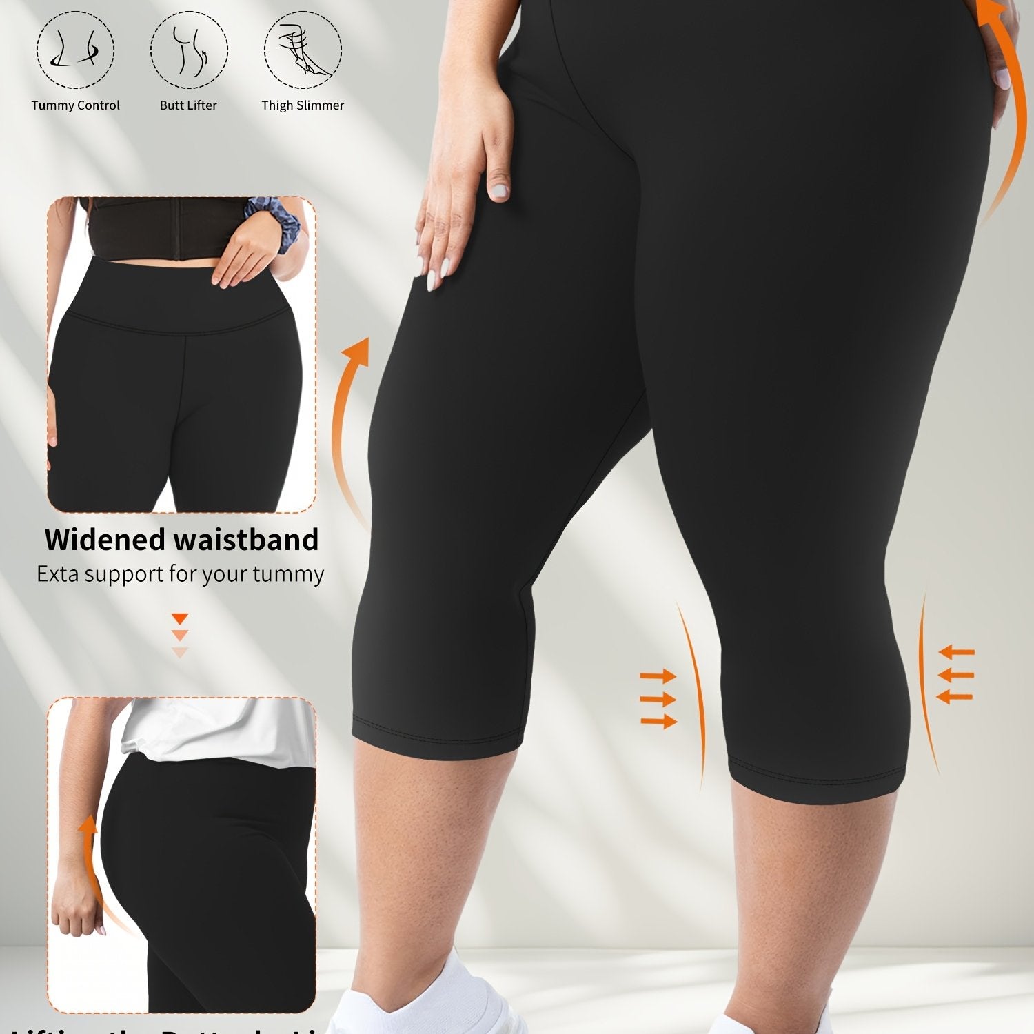 Plus Size High-Waisted Leggings Spring Summer 7-Point Yoga Workout