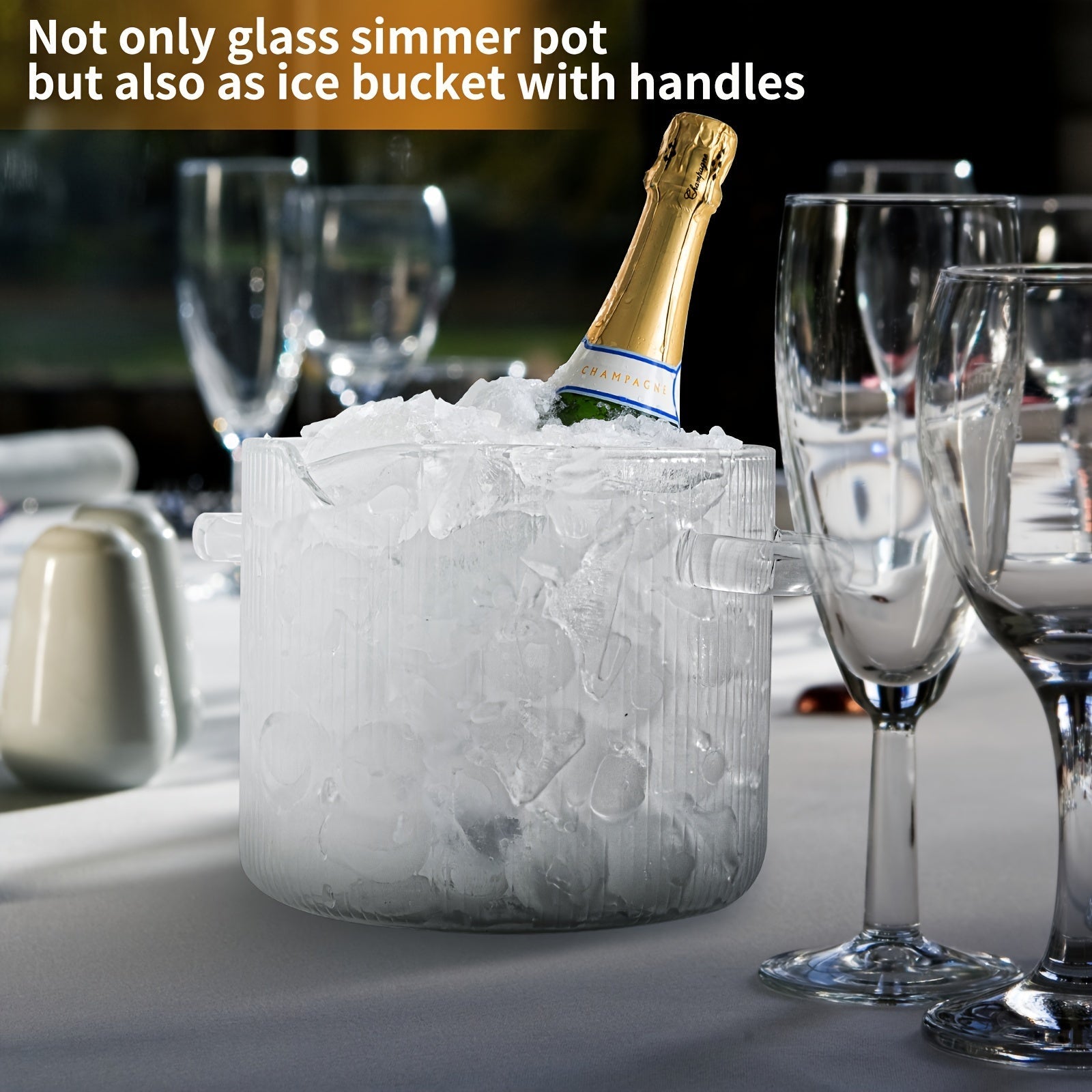 Glass Pot Set 3 Pieces with Lids for Soups Milk Baby Food High Temperature Resistant