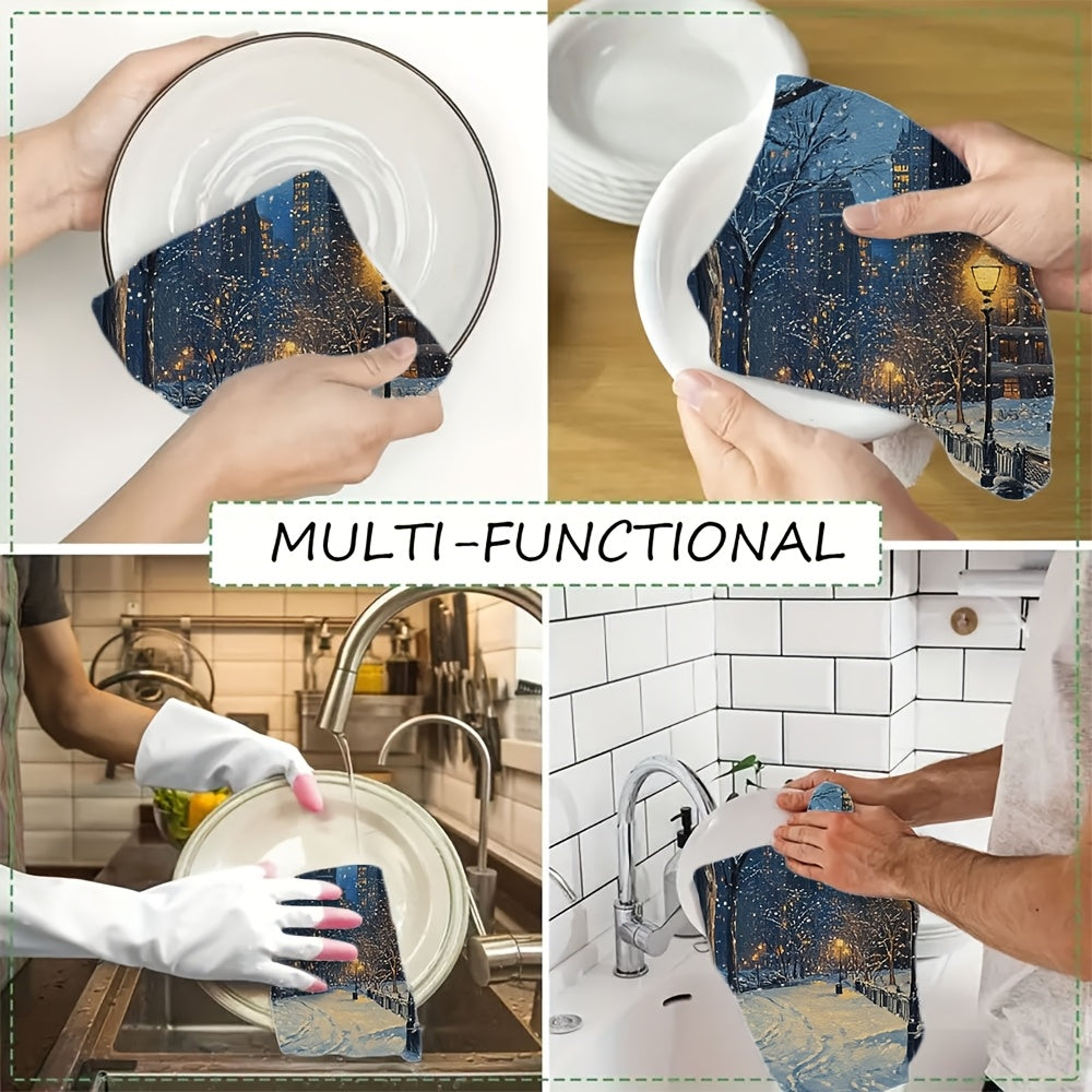 Set of 2 Ultra Soft Kitchen Towels 40x60cm Absorbent Holiday Decor