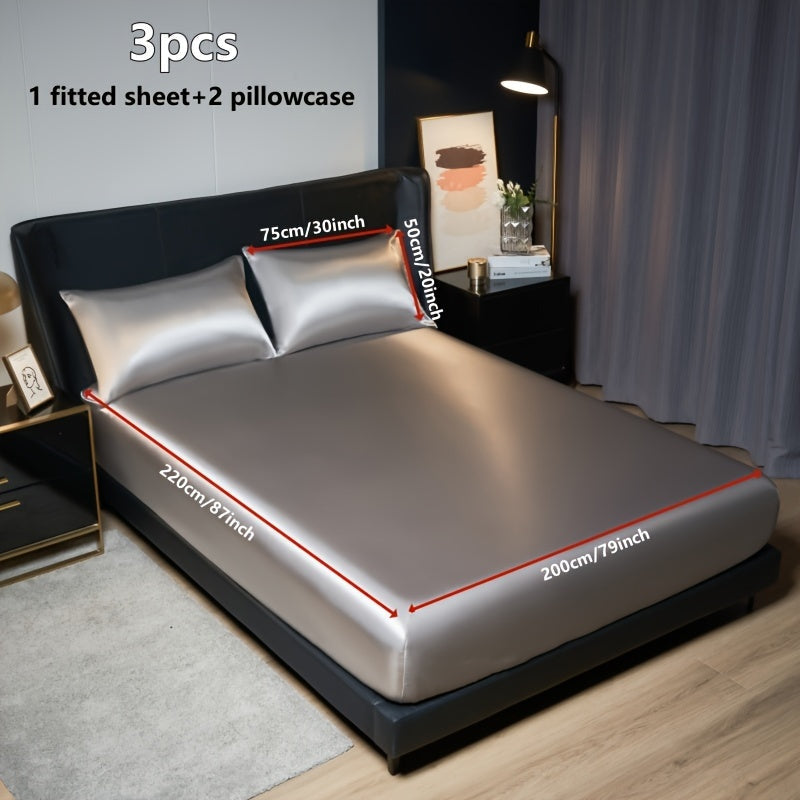 Набор простыней из сатина для кровати: двухспальная, полуторная, двуспальная, королевская, кинг — мягкая, комфортная, приятная для кожи и волос